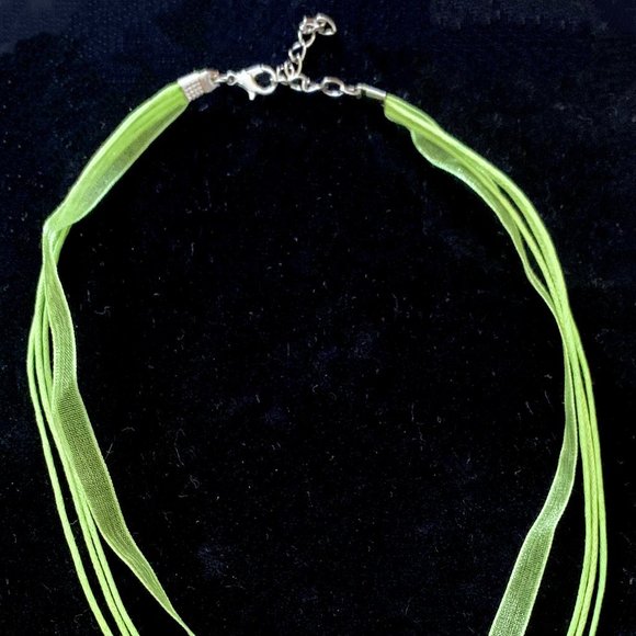 Spring Multicolor Dragonfly Rhinestone Pendant Organza Cord Adjustable Necklace - Picture 8 of 15